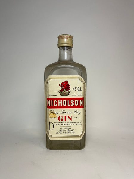 J. & W. Nicholson Finest London Dry Gin - 1960s (45%, 75cl) – Old