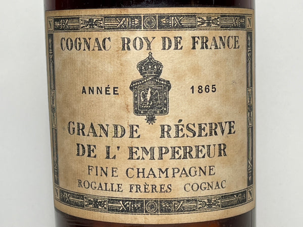 Étiquette Ancienne Cognac Fine Champagne – Découpée En Feuille De Vigne Argentée – 1910