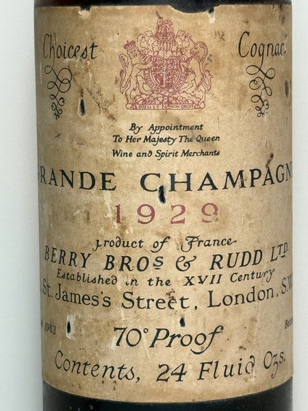 Berry Bros & Rudd Grande Champagne Vintage Cognac - Vintage 1929