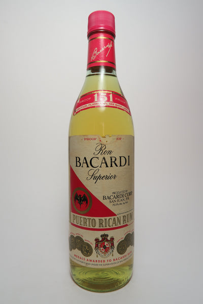 Bacardi 151 Ron Superior Puerto Rican Rum - Early 1980s (75.5