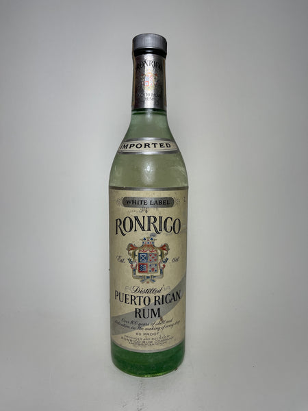 RONRICO PUERTO RICAN RUM 750ml出品約33年前の商品 Ronrico White Label Puerto Rican Rum - 1960s (40%, 75.7cl) – Old