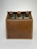 A Leather-Bound Three Bottle Decanter Set Disguised Three Books - 1960s (22 x 20 x 14cm)