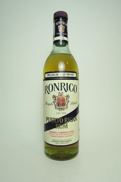 Ronrico Purple Label Premium Puerto Rican Rum - 1970s (75.5%, 75cl