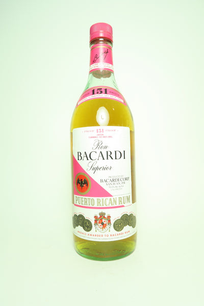 Bacardi 151 Ron Superior Puerto Rican Rum - 1980s (75.5%, 100cl