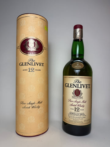 George & J.G. Smith's The Glenlivet 12YO Speyside Pure Single Malt Scotch Whisky - 1990s (43%, 100cl)