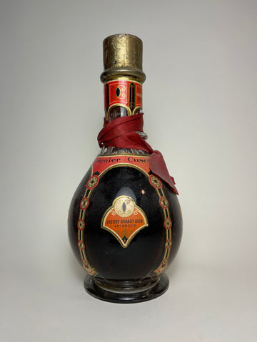Cusenier Four Compartment Liqueur Bottle (Freezomint - Cherry Brandy Rich - Kummel - Apricot Brandy) 1950s, (Various ABV, 94.6cl)