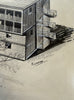 J. London, Pen & Ink Architectural Drawing of Morans of Bristol Wine Shipper HQ - post-WWII (44 x 53cm)