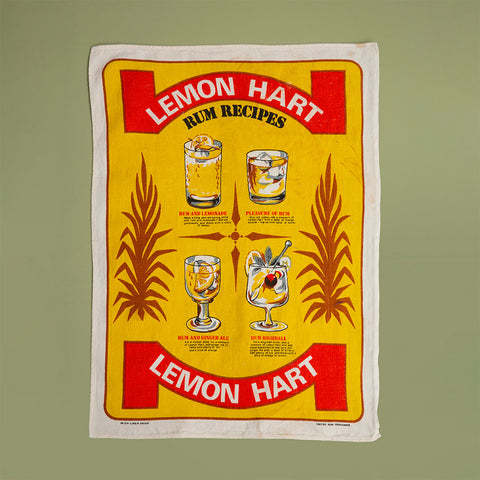 Lemon Hart Rum Recipes Tea Towel - 1970s (48.5 x 64.5cm)
