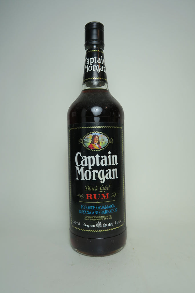 Label Spirits Captain Rum - Seagram\'s (43%, Black 100cl) Jamaica – 1980s Old Morgan Company