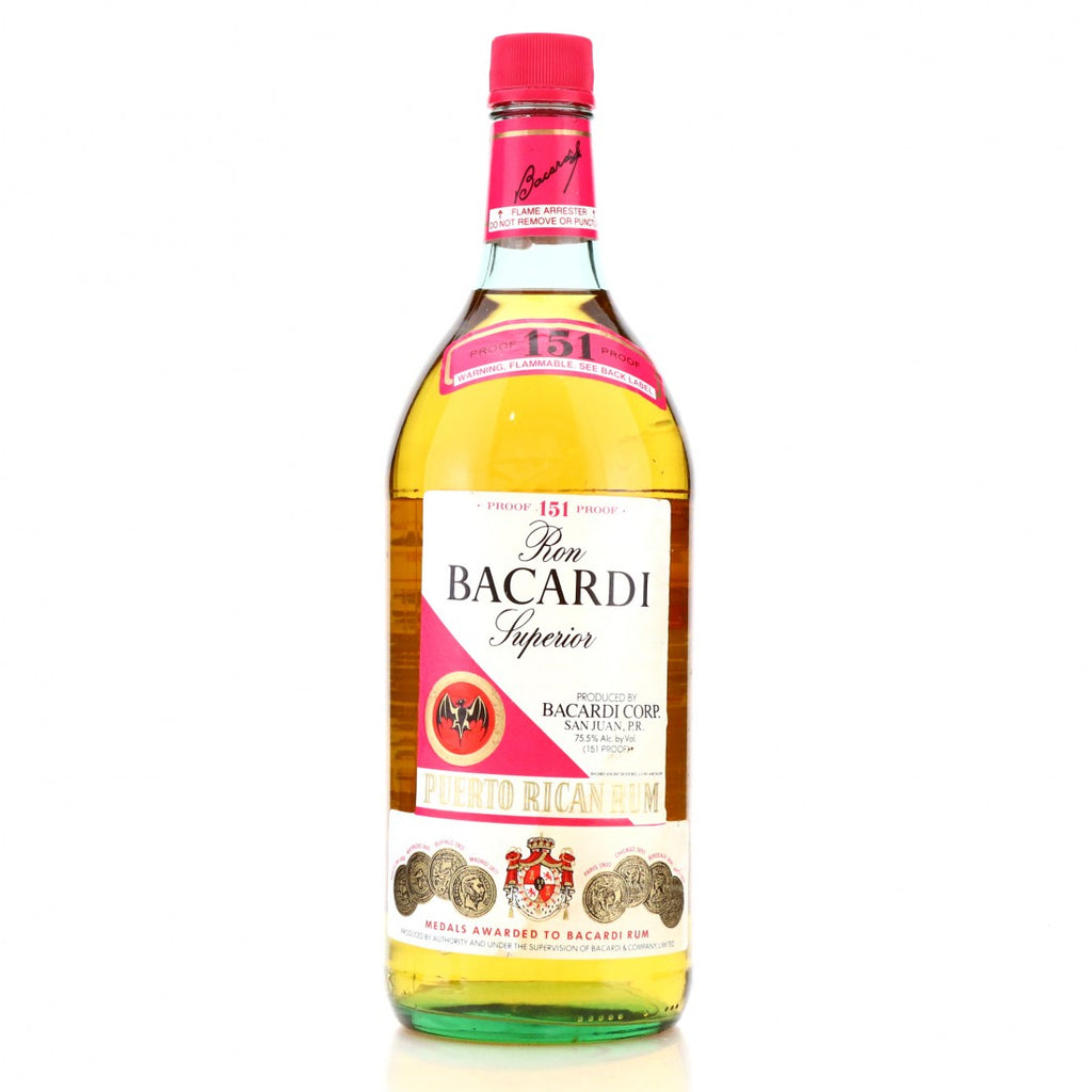 Bacardi 151 Ron Superior Puerto Rican Rum - 1980s (75.5%, 114cl)