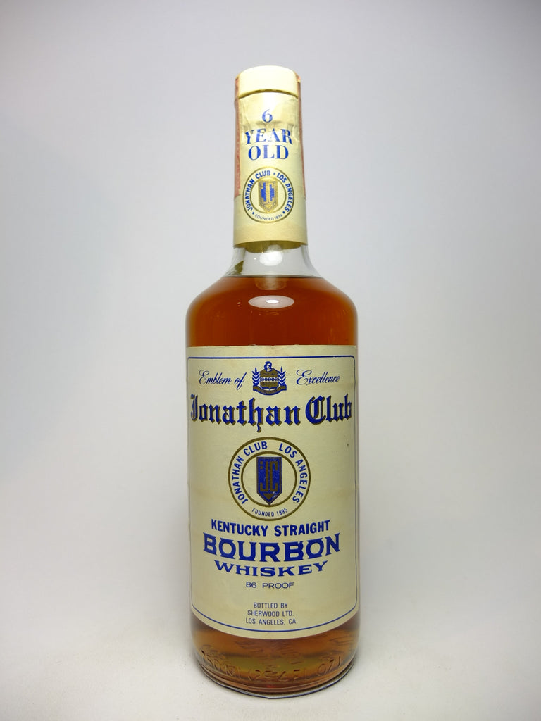 Jonathan Club (bottled by Sherwood Ltd. for Jonathan Club) 6YO Kentucky Straight Bourbon Whiskey - 1960s (43%, 75cl)