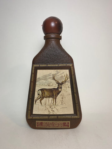 James B. Beam Distilling Co. Beam 8YO Kentucky Straight Bourbon Whiskey in Glass Decanter Painted with Mule Deer after James Lockhart - Distilled 1970 / Bottled 1978 (40%, 75cl)