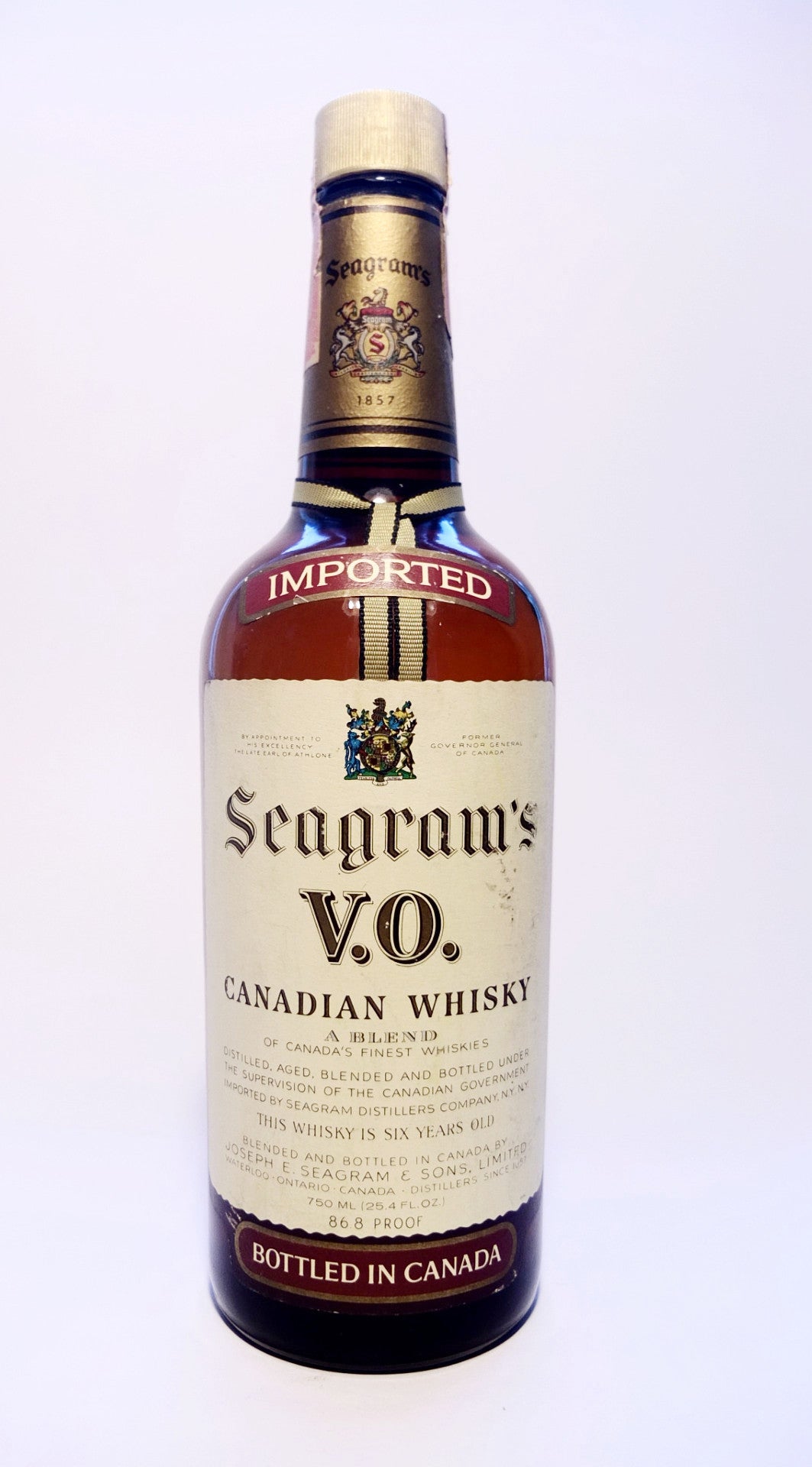 古酒 Seagram's V.O. 6年熟成ウイスキー 1973年製まとめて5本 古酒 Seagram's V.O. 6年熟成ウイスキー 1973年製まとめて5本