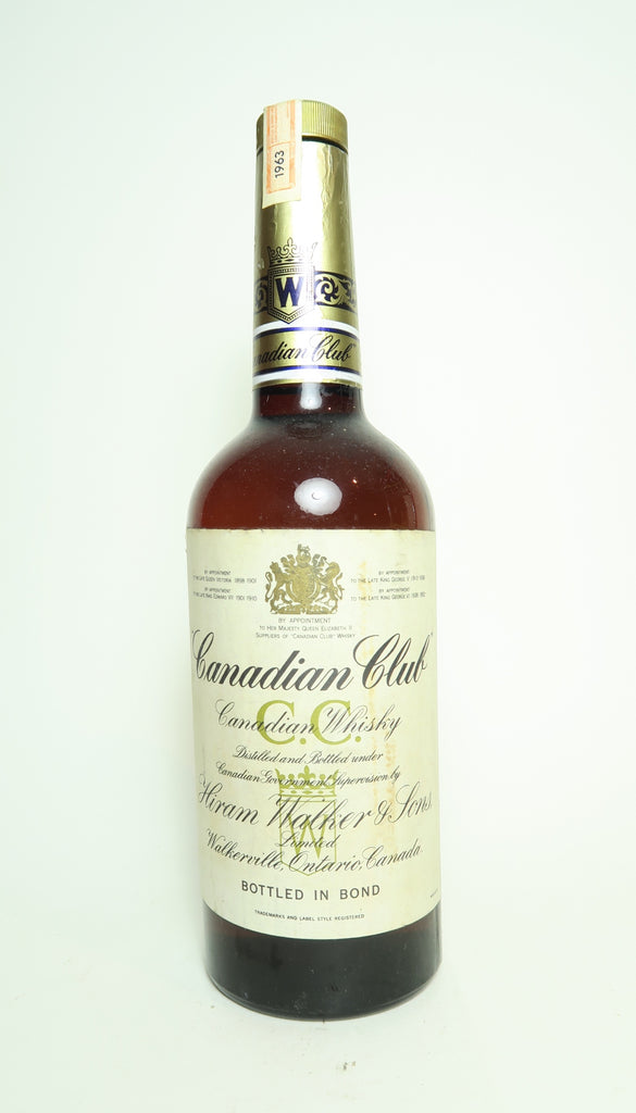 Canadian Club Blended Canadian Whisky [NB:  Bottled in Bond] - Distilled 1963	(ABV Not Stated, 75cl)