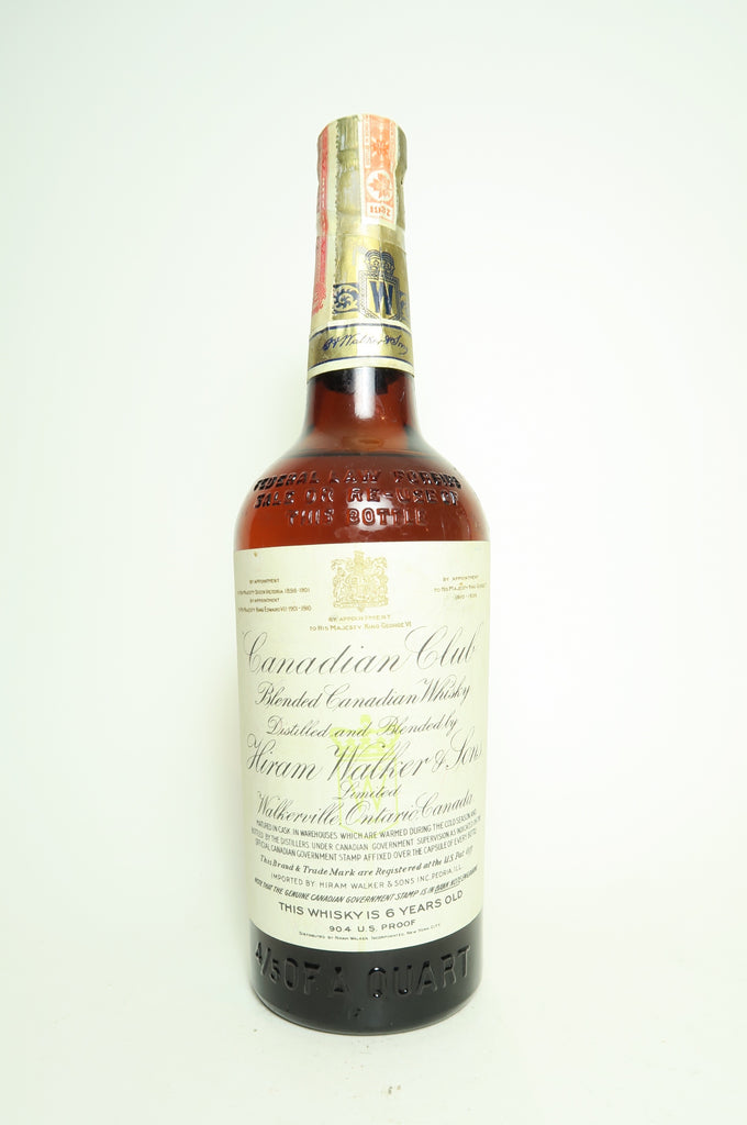 Hiram Walker's Canadian Club V.O. 6YO Blended Canadian Whisky - Distilled 1937 / Bottled 1943 (45.2%, 75.7cl)
