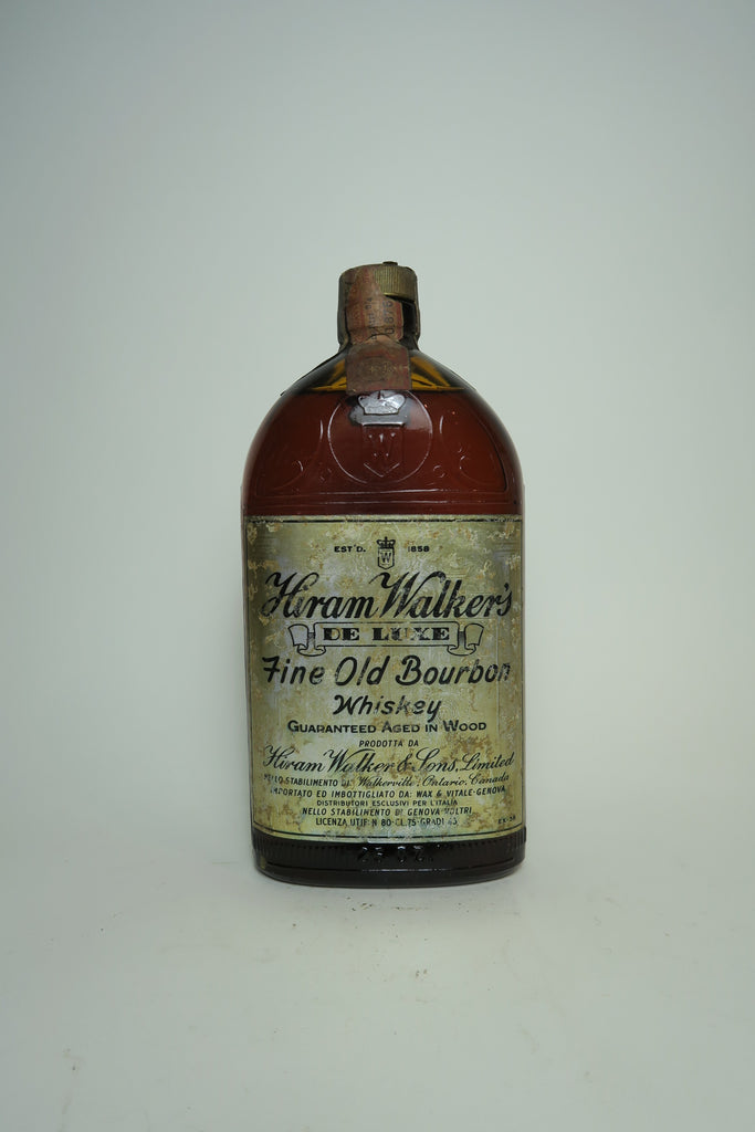 Hiram Walker's De Luxe Fine Old Bourbon Whisky - 1930s (43.4%, 75cl)