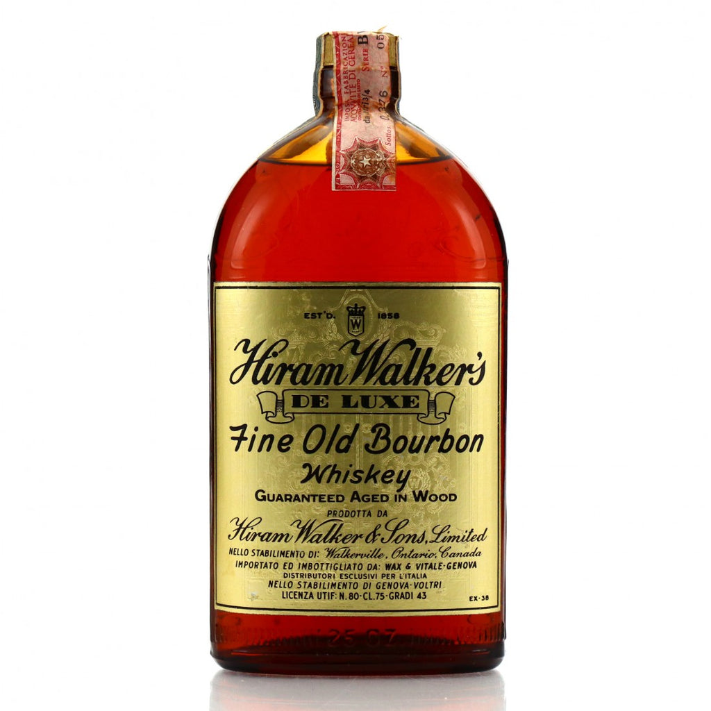Hiram Walker's De Luxe Fine Old Bourbon Whisky - 1930s (43%, 75cl)