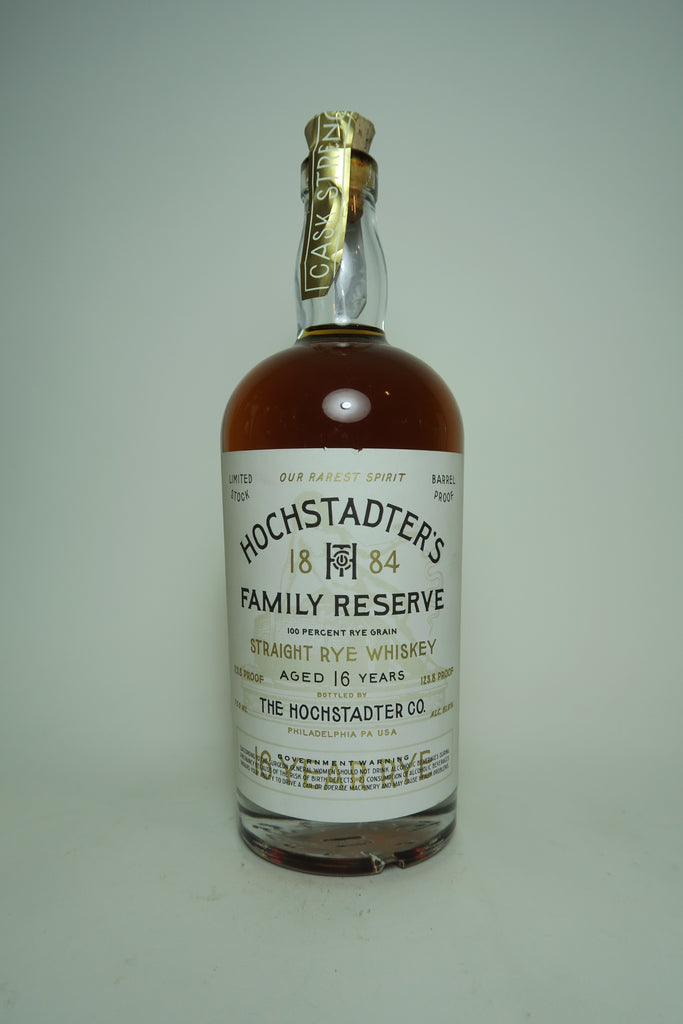 Hochstadter's Family Reserve 16YO Pennsyvania Rye Whiskey - Bottled 2019 (61.9%, 75cl)