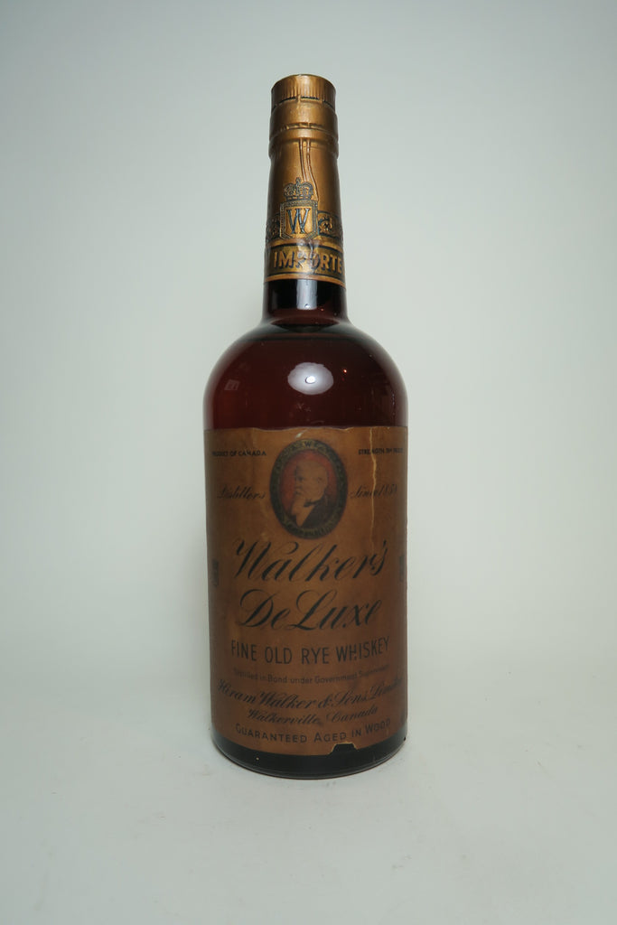 Hiram Walker Walker's De Luxe Fine Old Rye Whiskey - 1920s (40%, 75cl)