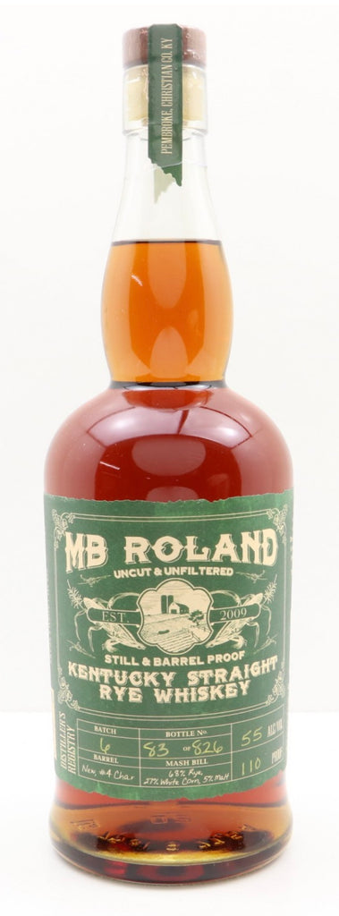 MB Rolland Uncut & Unfiltered Still & Barrel Proof Kentucky Straight Rye Whiskey - Current (55%, 70cl)