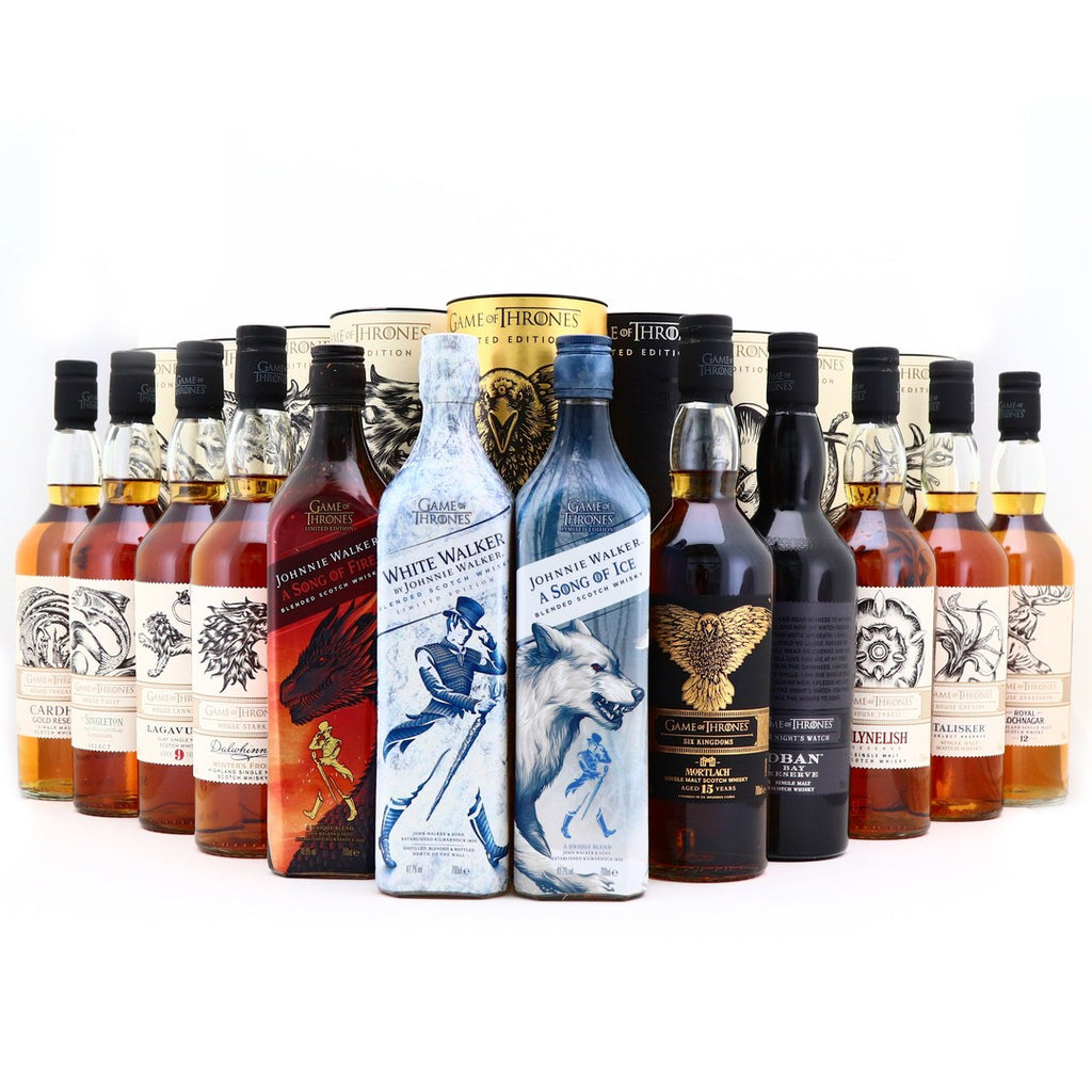 Game of Thrones Limited Edition Diageo Scotch Whiskies 12 Bottle Set + Tasting Set - Released 2018 (40-51.2%, 12 x 70cl + 12 x 2.5cl)