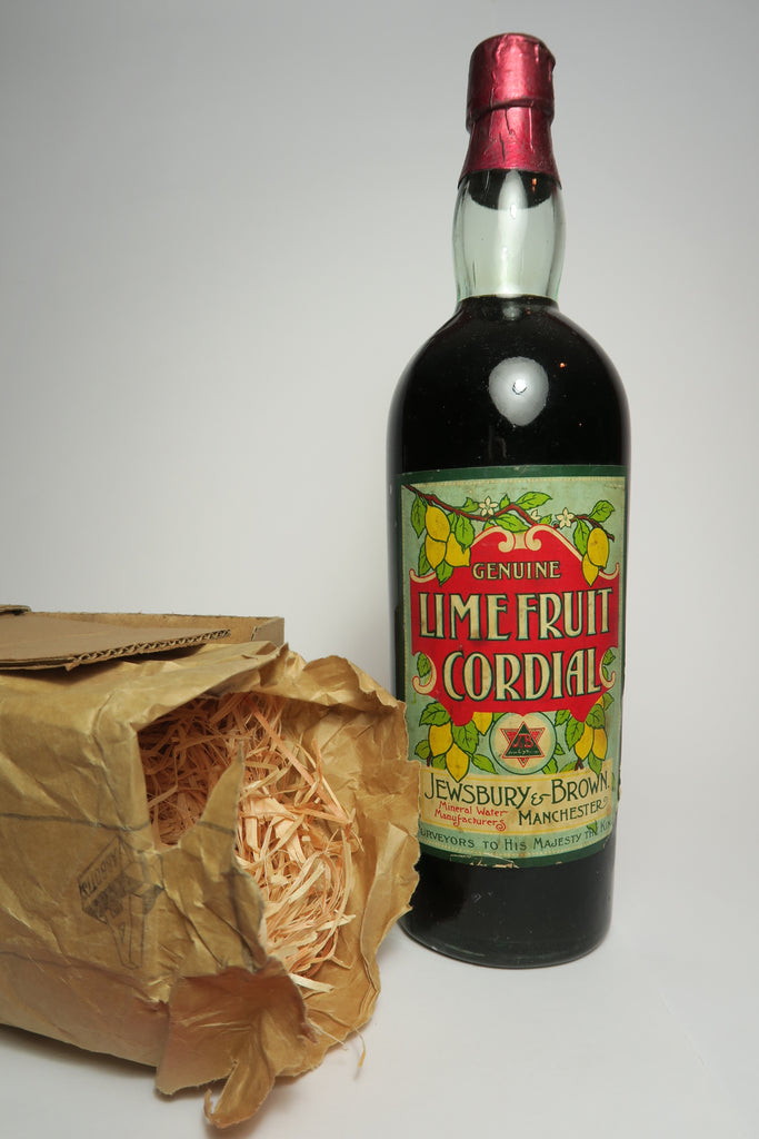 Jewsbery & Brown Genuine Lime Fruit Cordial - 1936-52 (ABV Not Stated, 75cl)