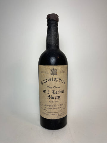 Christopher's Very Choice Old Brown Sherry - Bottled 1952 (ABV Not Stated, 75cl)