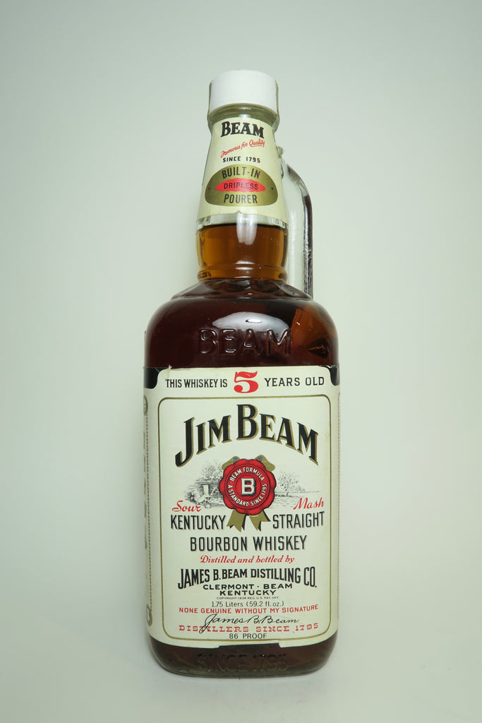 Jim Beam 5YO White Label Kentucky Straight Bourbon Whisky - Distilled 1974 / Bottled 1979 (43%, 175cl)