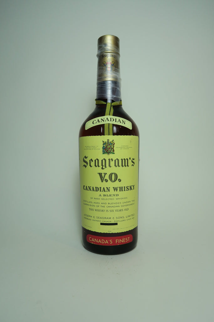 Seagram's V.O. 6YO Blended Canadian Whisky - late 1950s/early 1960s	(probably 43.4%, 75.7cl)