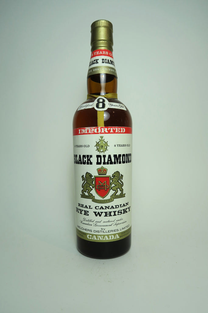 Melchers Distillers 8YO Black Diamond Real Canadian Rye Whisky - 1960s (ABV not stated, 75cl)