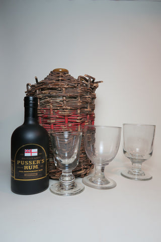 Flagon of 50YO British Navy Rum - Sealed 1970 (54.5%, 454cl), Three 100+ YO Rummers and A Bottle of Pusser's 50th Anniversary (1970-2020) British Navy Rum (54.5%, 70cl)